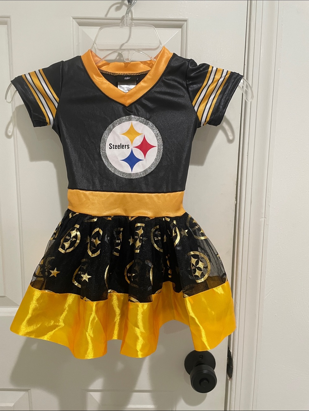 NFL 2T Girls Black Pittsburgh Steelers Tutu Tailgate Game Day V-Neck costume